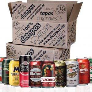 Spanisches Bier - Geschenke, 10 Dosen 330 ml, San Miguel, Cruz Campo, Estrella Galicia, Mahou